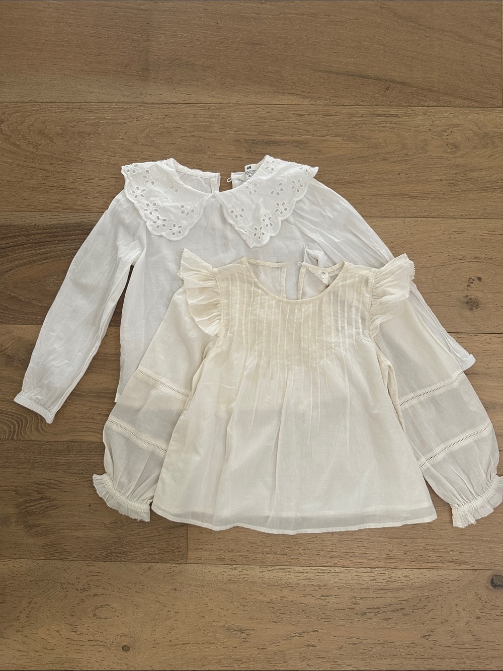 J. Crew Girls' White and Ivory Ruffle & Eyelet Collar Blouse Set